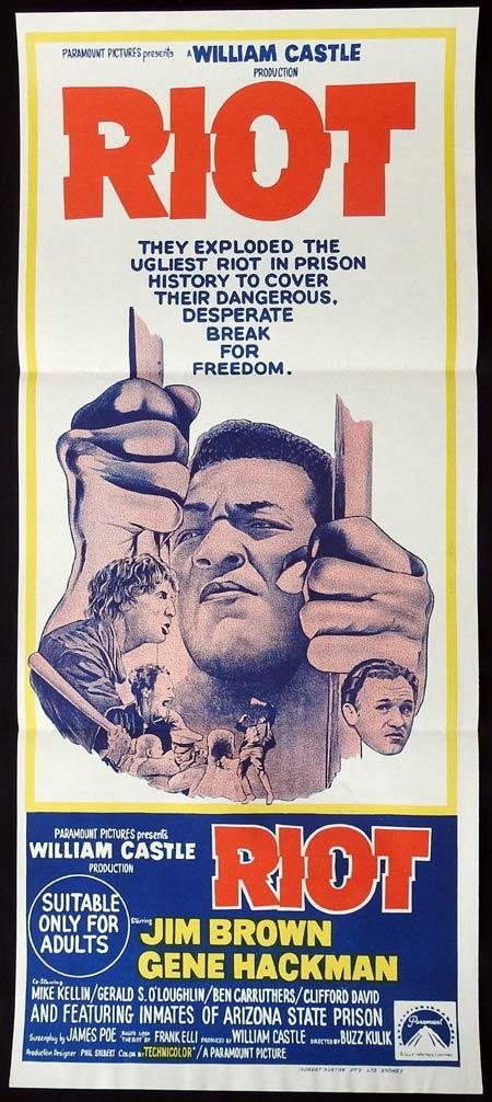 RIOT Original Daybill Movie Poster Gene Hackman Jim Brown Prison break