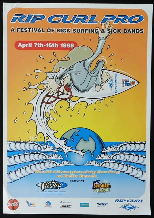 RIP CURL BELL’S BEACH 1998 Movie Poster SURFING