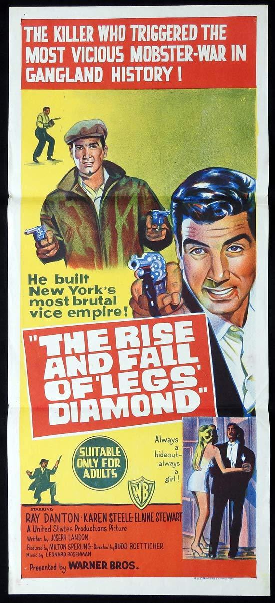 THE RISE AND FALL OF LEGS DIAMOND Original Daybill Movie Poster Ray Danton Karen Steele Elaine Stewart