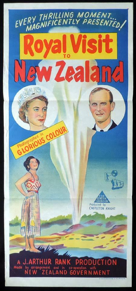 ROYAL VISIT TO NEW ZEALAND Original Daybill Movie Poster 1954 Queen Elizabeth II