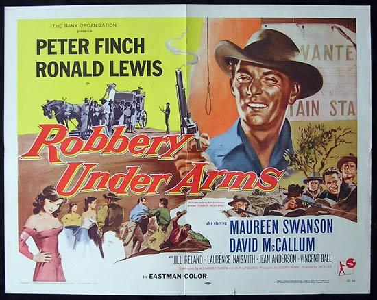 ROBBERY UNDER ARMS Movie Poster 1957 Rare PETER FINCH US half sheet