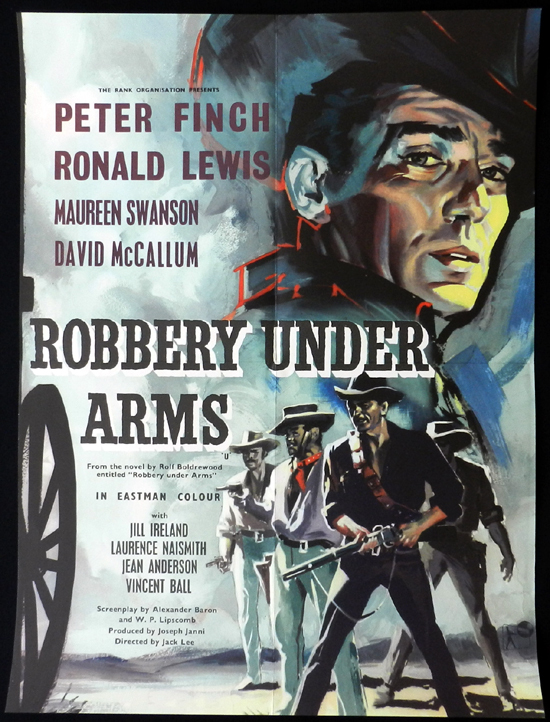 ROBBERY UNDER ARMS Movie Poster 1957 Rare PETER FINCH English half crown