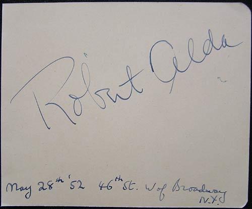 ROBERT ALDA Rare 1952 Authentic Movie Star Autograph