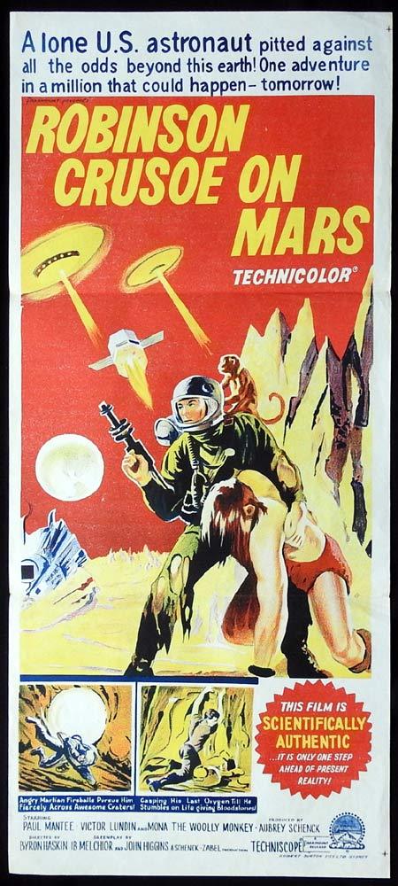 ROBINSON CRUSOE ON MARS Original Daybill Movie poster Sci Fi