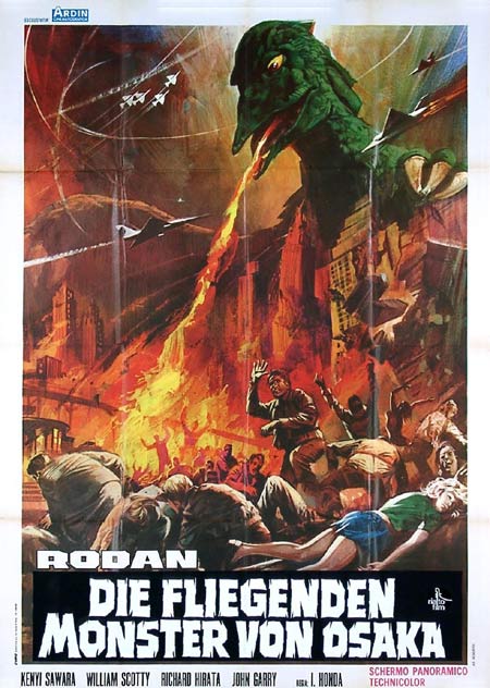 RODAN Original 68r Italian Movie Poster Toho Science Fiction Pterosaurs