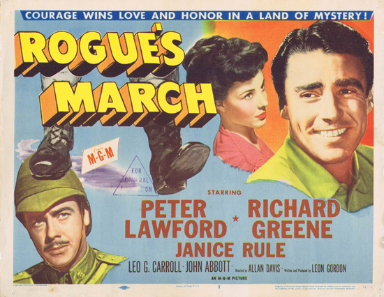 ROGUE’S MARCH 1953 US Title Lobby Card Peter Lawford