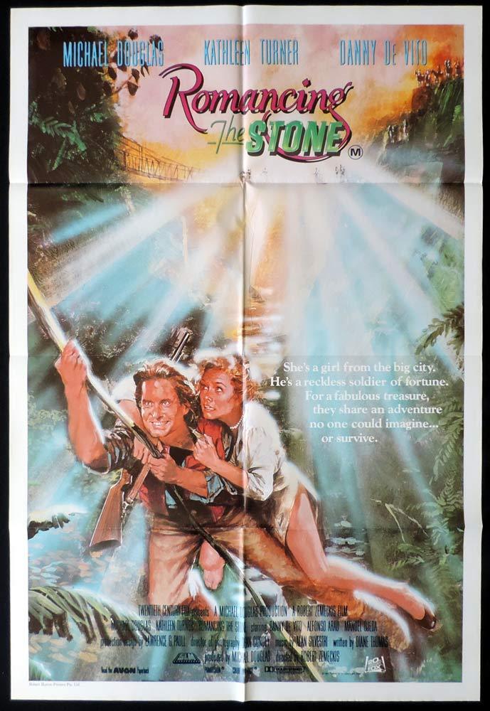 ROMANCING THE STONE Original One sheet Movie poster Kathleen Turner
