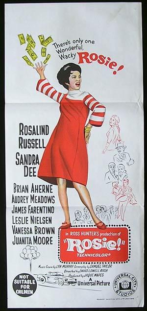 ROSIE! Movie Poster 1967 Rosalind Russell Sandra Dee Australian Daybill