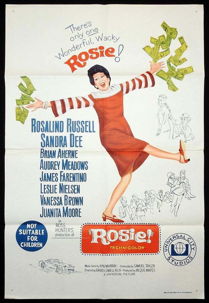ROSIE Original One sheet Movie poster Rosalind Russell Sandra Dee