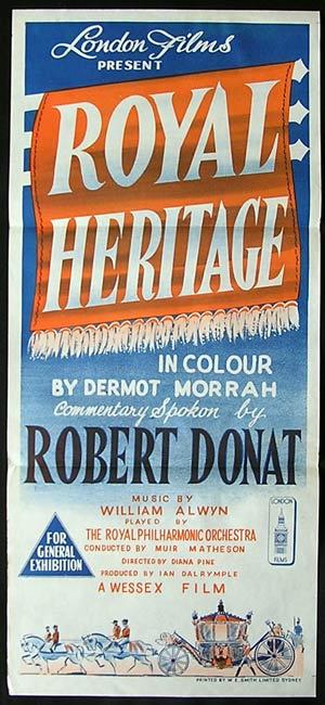 ROYAL HERITAGE Daybill Movie Poster Robert Donat Queen Elizabeth II documentart