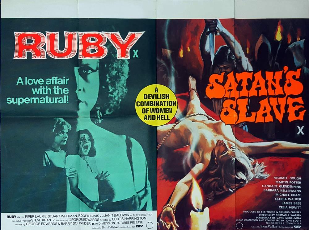 RUBY plus SATAN’S SLAVE British Quad Movie poster HAMMER Double Bill