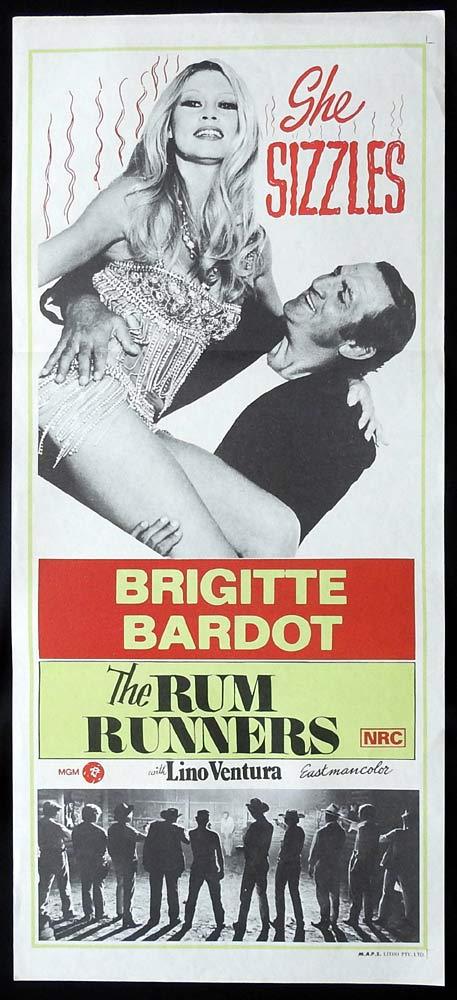 THE RUM RUNNERS Original Daybill Movie Poster Lino Ventura Brigitte Bardot