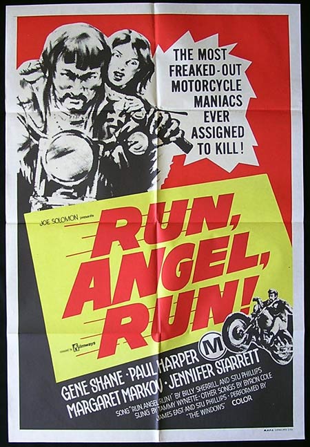 RUN ANGEL RUN One sheet Movie poster William Smith BIKER MOTORCYCLE