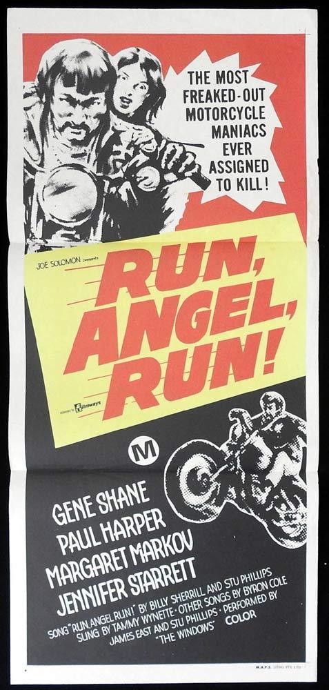 RUN ANGEL RUN Original Daybill Movie Poster Motorcycle Biker