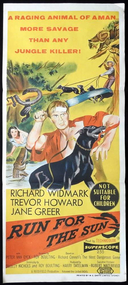 RUN FOR THE SUN Original Daybill Movie Poster Richard Widmark Trevor Howard Jane Greer
