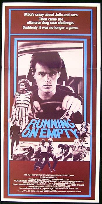 RUNNING ON EMPTY Original Daybill Movie Poster 1982 Terry Serio Car Racing
