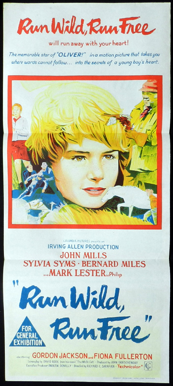 RUN WILD RUN FREE John Mills Sylvia Sims RARE Daybill Movie poster
