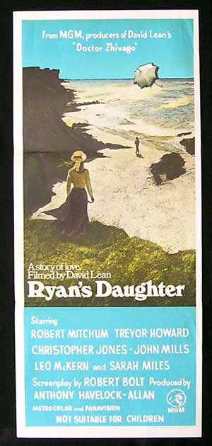 RYAN’S DAUGHTER 1970 Australian Daybill Movie Poster Robert Mitchum Sarah Miles