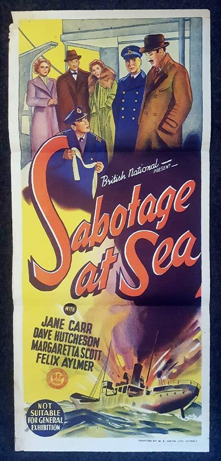 SABOTAGE AT SEA Daybill Movie poster Felix Aylmer Jane Carr