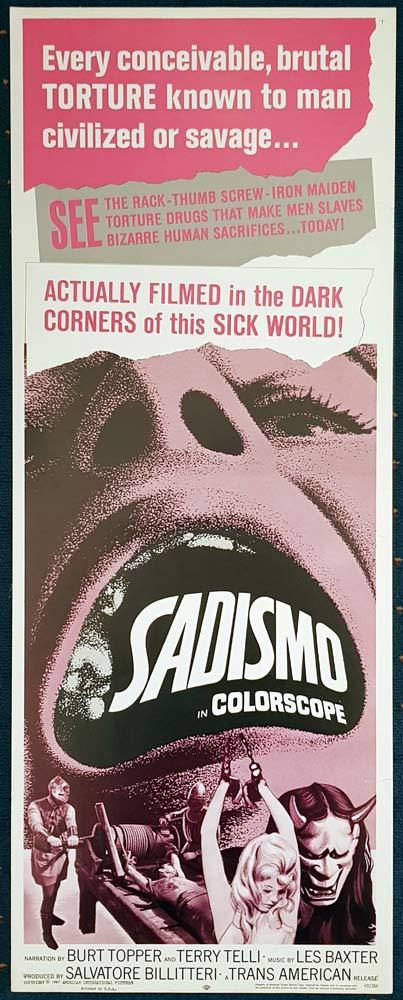 SADISMO Original US Insert Movie Poster Mondo Horror Terry Telli