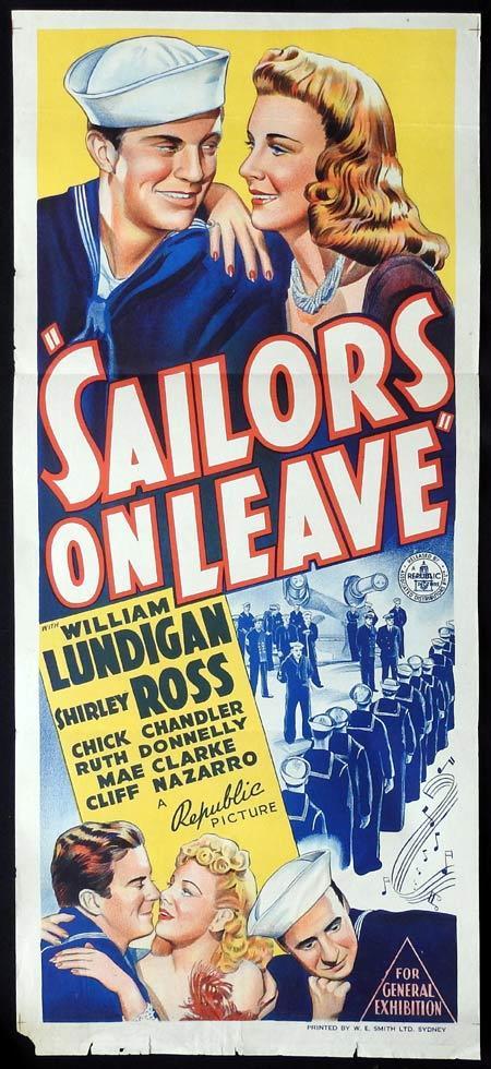SAILORS ON LEAVE Daybill Movie Poster William Lundigan Shirley Ross