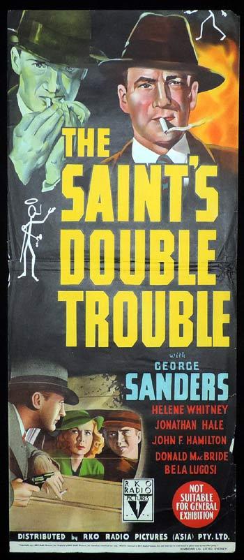 THE SAINT’S DOUBLE TROUBLE Long daybill Movie Poster 1940 George Sanders Bela Lugosi