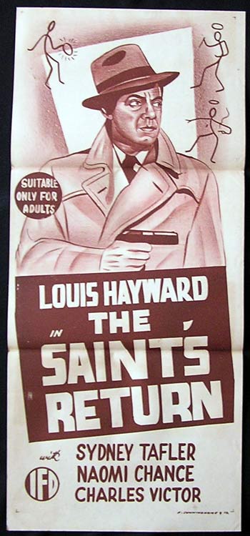 THE SAINT’S RETURN ’53 Louis Hayward HAMMER Movie poster