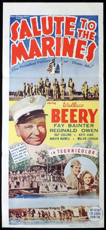 SALUTE TO THE MARINES Original Daybill Movie Poster MARCHANT GRAPHICS Wallace Beery