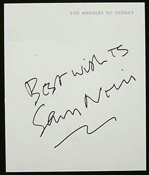 SAM NEILL – Autograph on Qantas Flight