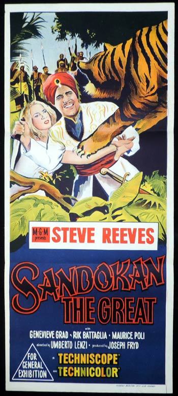 SANDOKAN THE GREAT Daybill Movie poster Steve Reeves