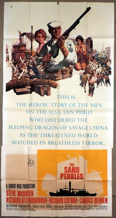 THE SAND PEBBLES Original 3 Sheet Movie Poster Steve McQueen