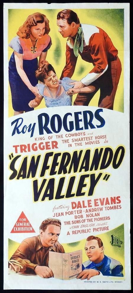 SAN FERNANDO VALLEY Original daybill Movie Poster Roy Rogers Dale Evans Jean Porter