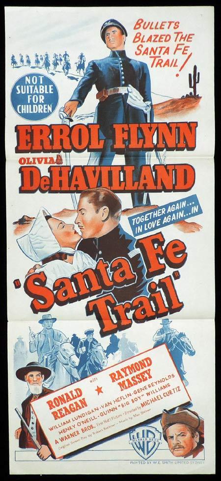 SANTA FE TRAIL 1940sR Original Daybill Movie Poster ERROL FLYNN Olivia DeHavilland