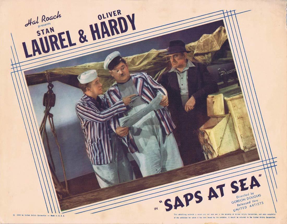 SAPS AT SEA Original Lobby Card Laurel And Hardy 1940