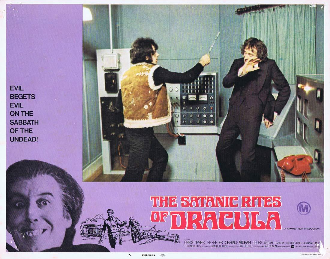 THE SATANIC RITES OF DRACULA Original Lobby Card 5 Christopher Lee Peter Cushing