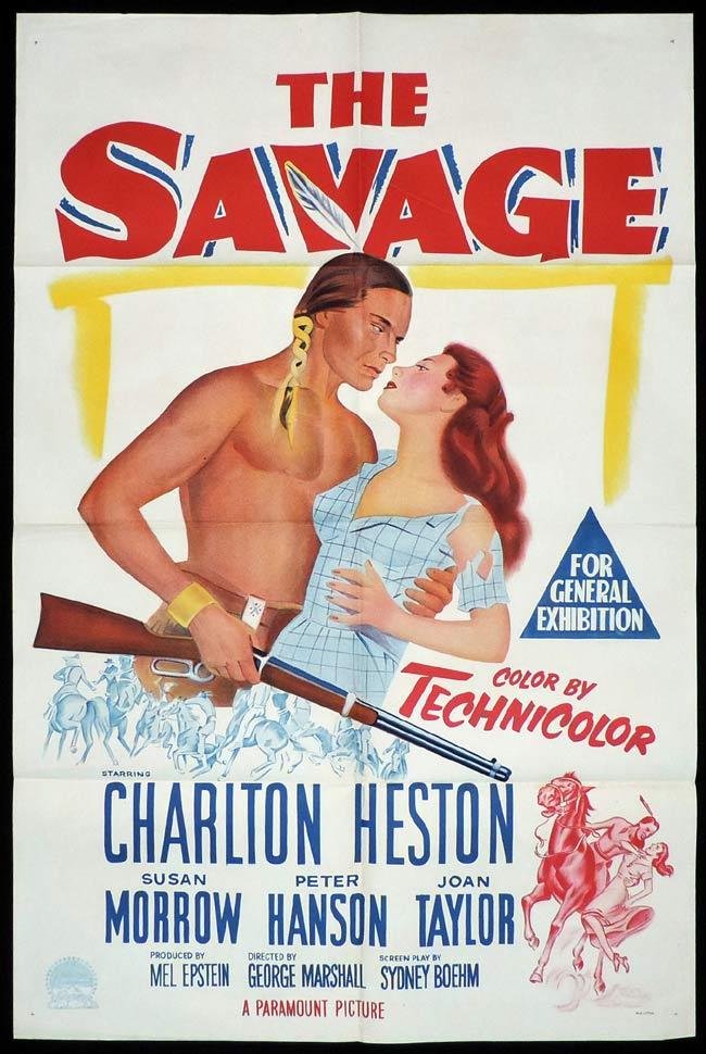 THE SAVAGE Original One sheet Movie Poster CHARLTON HESTON Susan Morrow American Indian