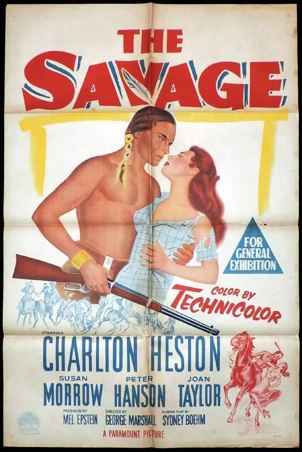 THE SAVAGE One Sheet Movie Poster Charlton Heston