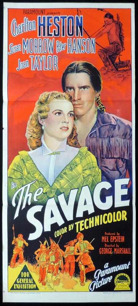 THE SAVAGE Original Daybill Movie Poster CHARLTON HESTON Susan Morrow Richardson Studio