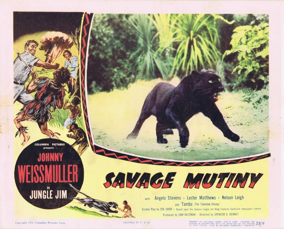 SAVAGE MUTINY Lobby Card 8 Panther Johnny Weissmuller Jungle Jim