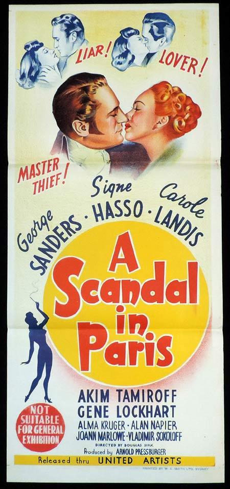 A SCANDAL IN PARIS Original Daybill Movie Poster George Sanders Carole Landis