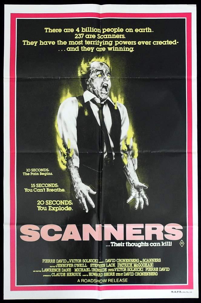 SCANNERS Original One sheet Movie Poster David Cronenberg Jennifer O’Neill