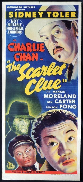 THE SCARLET CLUE 1945 Charlie Chan Daybill Movie poster