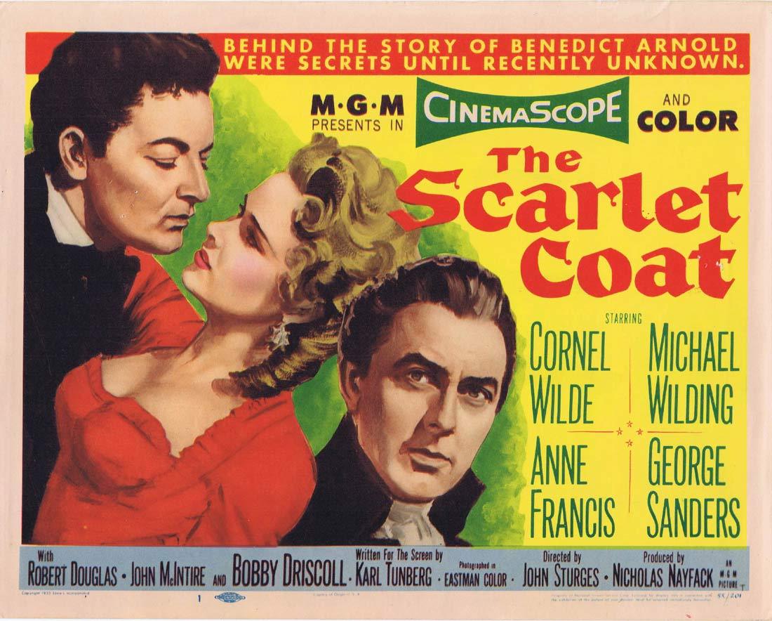 THE SCARLET COAT Original Title Lobby Card Cornel Wilde Michael Wilding George Sanders