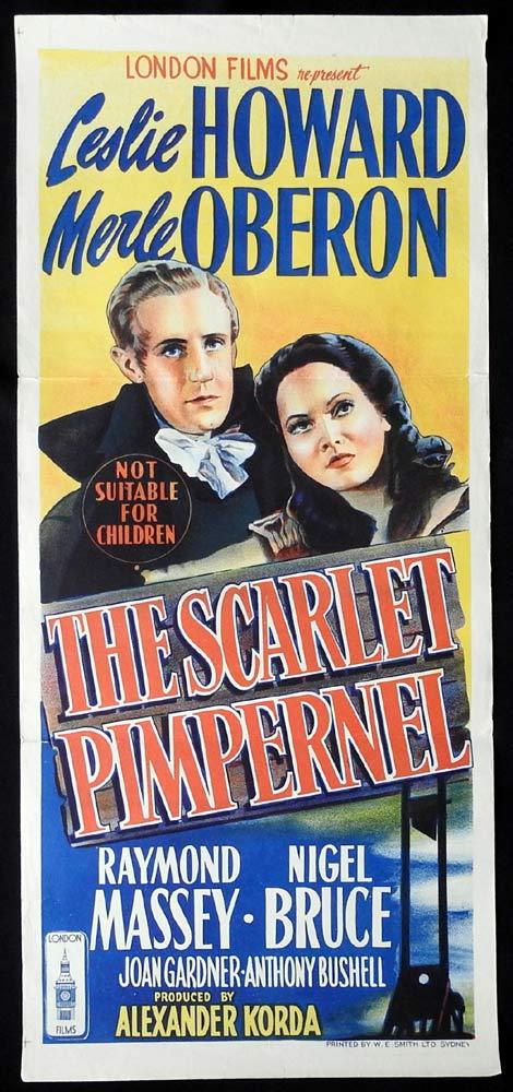 THE SCARLET PIMPERNEL Original 1950sr Daybill Movie Poster Leslie Howard