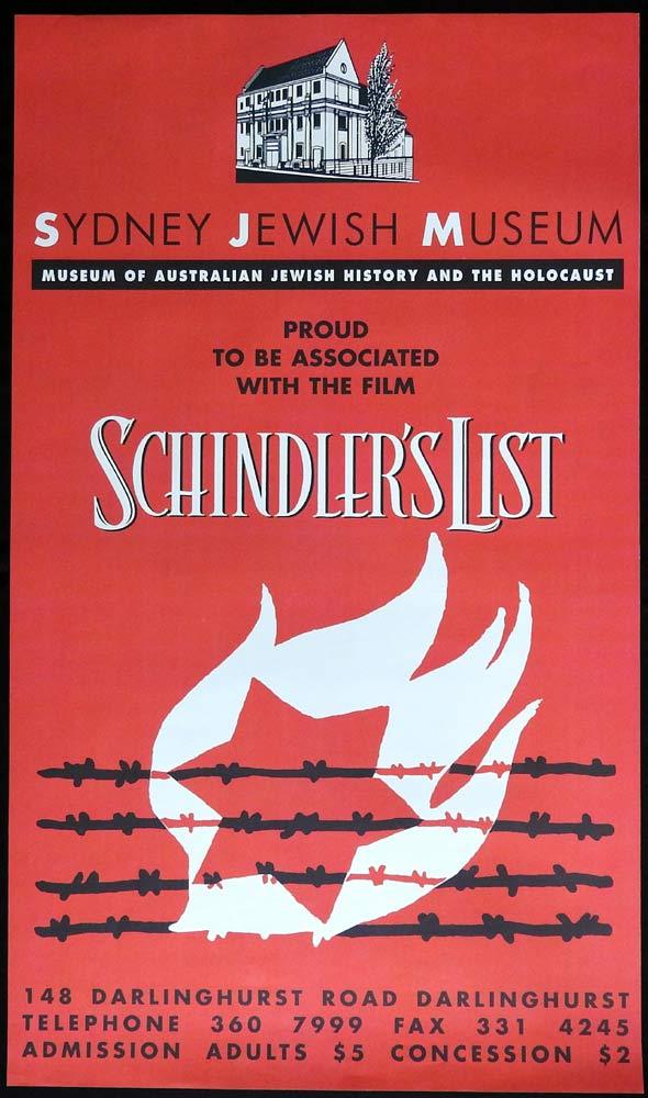 SCHINDLER’S LIST Original SPECIAL One sheet Movie poster for the Jewish Museum