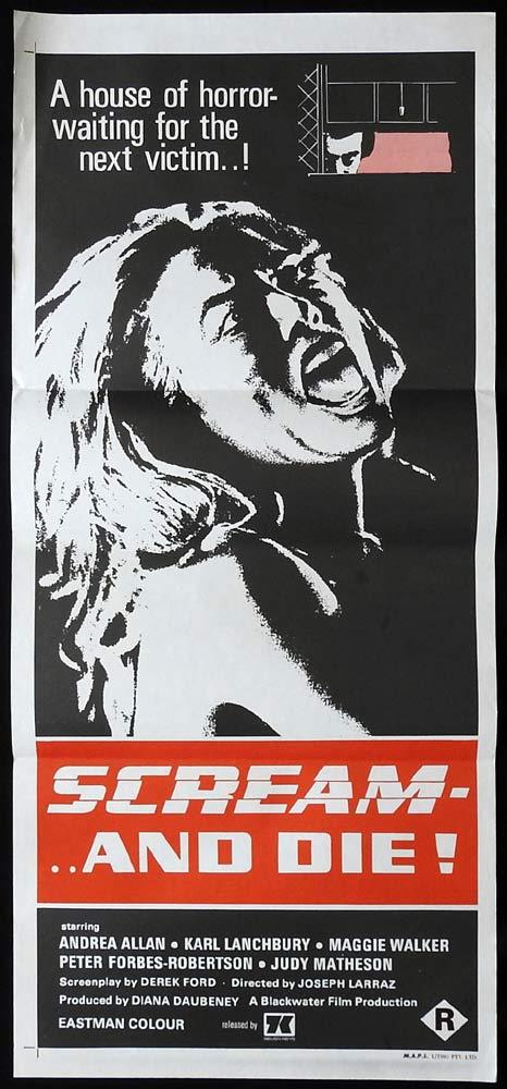 SCREAM AND DIE Original Daybill Movie Poster Andrea Allan Karl Lanchbury