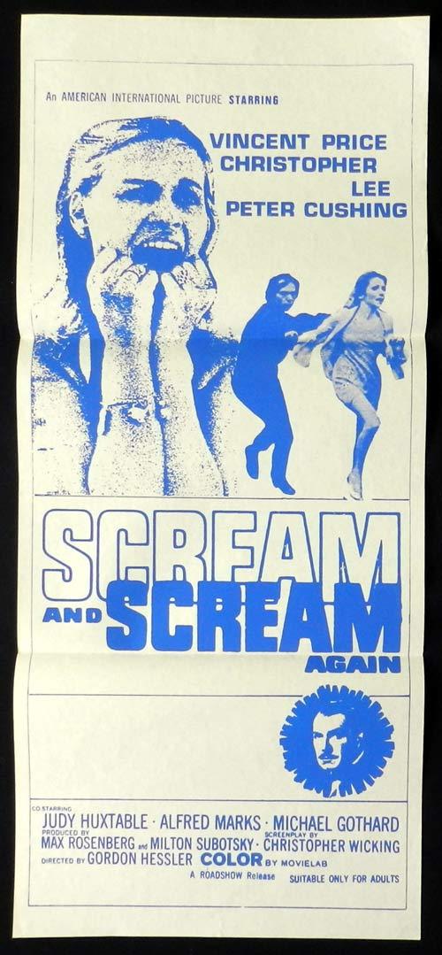 SCREAM AND SCREAM AGAIN Original Daybill Movie Poster Vincent Price Christopher Lee