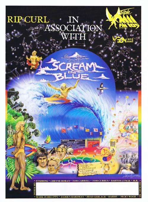 SCREAM IN BLUE 1987 Cheyne Horan Surfing Movie poster Midnight Oil INXS