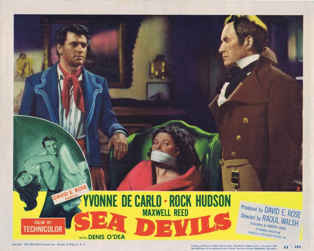 SEA DEVILS Original Lobby Card 2 Rock Hudson Yvonne De Carlo Maxwell Reed