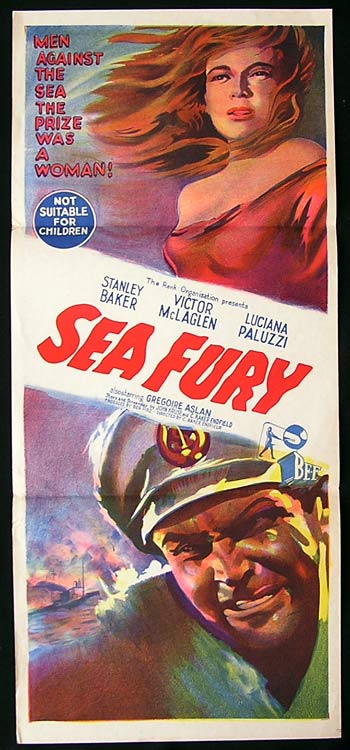 SEA FURY Daybill Movie poster Stanley Baker Victor McLaglen